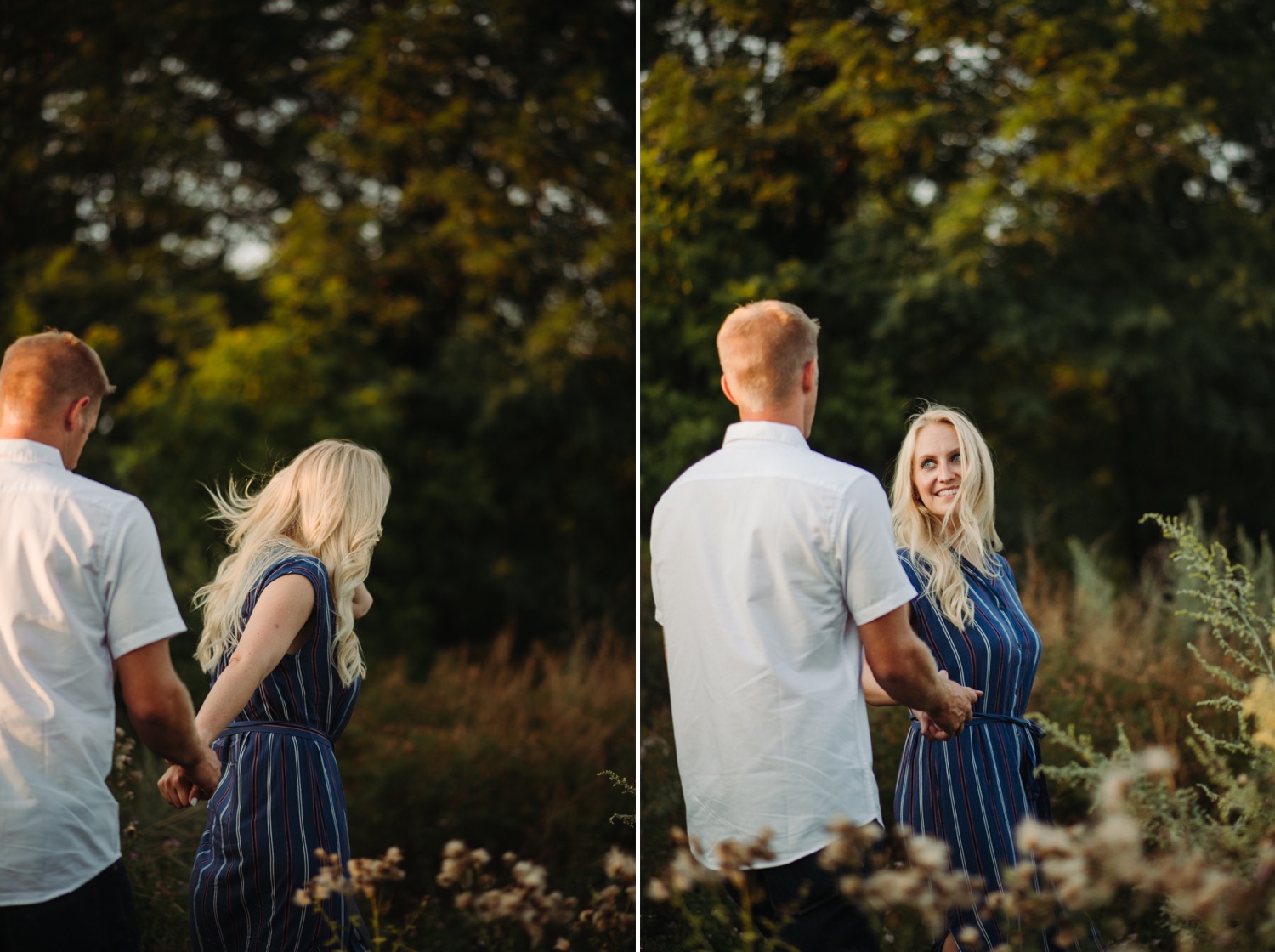 Engaged couple in summer field minneapolis photo session